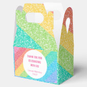 Schattigee glitter regenboog aangepaste verjaardag bedankdoosjes (Geopend)