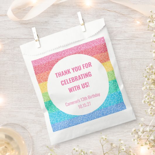 Schattigee glitter regenboog aangepaste verjaardag bedankzakje (Geknipt)