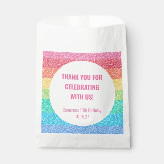 Schattigee glitter regenboog aangepaste verjaardag bedankzakje (Voorkant)