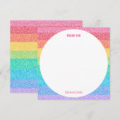 Schattigee Glitter Regenboog Kleurrijke Custom Ver Bedankkaart (Voorkant / Achterkant)