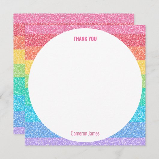Schattigee Glitter Regenboog Kleurrijke Custom Ver Bedankkaart (Voorkant / Achterkant)