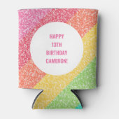 Schattigee Glitter Regenboog Kleurrijke Custom Ver Blikjeskoeler (Voorkant)
