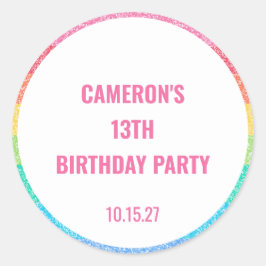 Schattigee Glitter Regenboog Kleurrijke Custom Ver Ronde Sticker