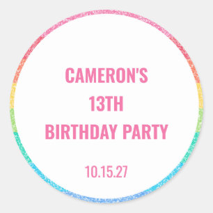 Schattigee Glitter Regenboog Kleurrijke Custom Ver Ronde Sticker