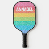 Schattigee Glitter Regenboog Strepen Kleurrijke Aa Pickleball Paddle (Voorkant)
