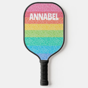 Schattigee Glitter Regenboog Strepen Kleurrijke Aa Pickleball Paddle