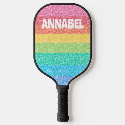 Schattigee Glitter Regenboog Strepen Kleurrijke Aa Pickleball Paddle (Voorkant)