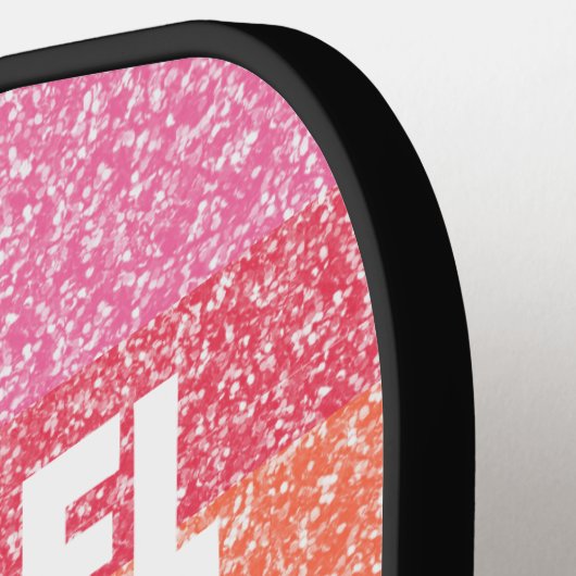 Schattigee Glitter Regenboog Strepen Kleurrijke Aa Pickleball Paddle (Links Detail)