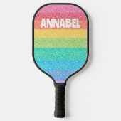 Schattigee Glitter Regenboog Strepen Kleurrijke Aa Pickleball Paddle (Achterkant)