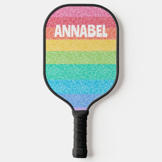 Schattigee Glitter Regenboog Strepen Kleurrijke Aa Pickleball Paddle (Achterkant)
