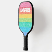 Schattigee Glitter Regenboog Strepen Kleurrijke Aa Pickleball Paddle (Links)