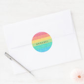 Schattigee Glitter Regenboog Strepen Kleurrijke Aa Ronde Sticker (Envelop)