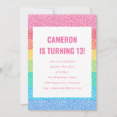 Schattigee Glitter Regenboog Stripes Kleurrijke Ve Kaart (Voorkant)