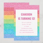 Schattigee Glitter Regenboog Stripes Kleurrijke Ve Kaart (Voorkant / Achterkant)