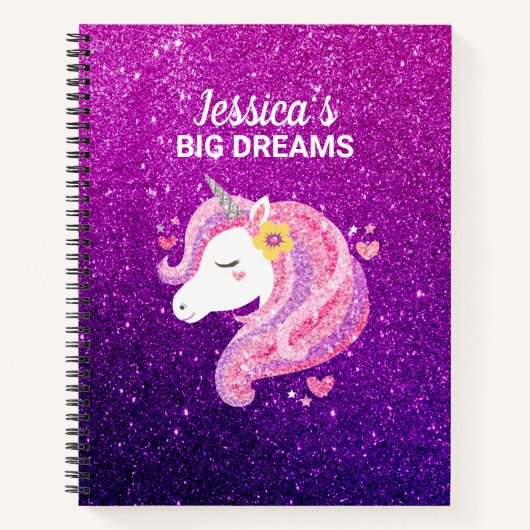 Schattigee Glitter Unicorn Journal Notitieboek (Voorkant)