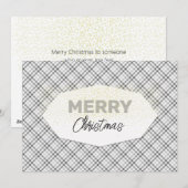 Schattigee Glitter Vrolijk Kerstfeest Tartan Grijs Feestdagenkaart (Voorkant / Achterkant)