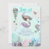 Schattigee Glitter Zeemeermin met Bruin Haar Uitno Kaart (Voorkant)