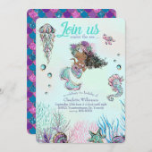 Schattigee Glitter Zeemeermin met Zwart Haar en Do Kaart (Voorkant / Achterkant)