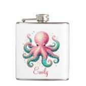 Schattigee Glittery Octopus Custom Monogram Heupfles (Voorkant)