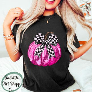 Schattigee Glittery Roze Pompoen Tshirt Herfst Vib