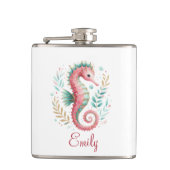 Schattigee Glittery Seahorse Custom Monogram Heupfles (Voorkant)