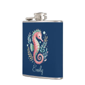 Schattigee Glittery Seahorse Custom Monogram Heupfles (Links)