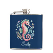 Schattigee Glittery Seahorse Custom Monogram Heupfles (Voorkant)