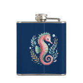 Schattigee Glittery Seahorse Custom Monogram Heupfles (Achterkant)