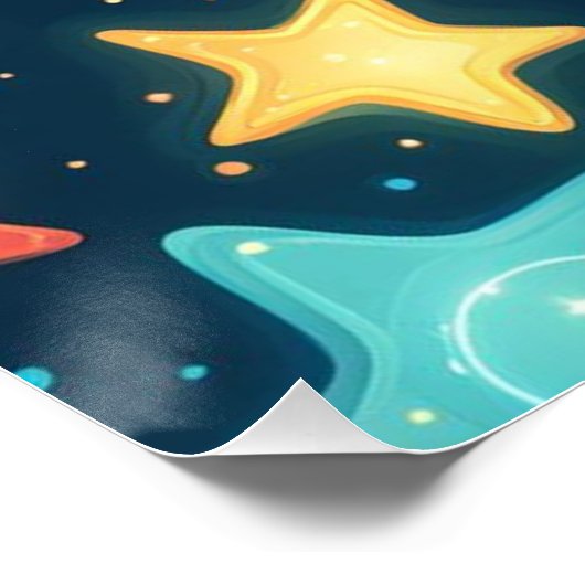 Schattigee gloeiende sterren op blauw perfect poster (Hoek)