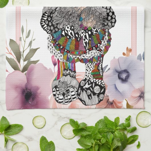 Schattigee Gnome Bloemen Keuken Handdoek (Gevouwen)