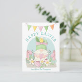Schattigee Gnome Bunny Chick Spring Pastels Happy Feestdagenkaart (Staand voorkant)