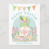 Schattigee Gnome Bunny Chick Spring Pastels Happy Feestdagenkaart (Voorkant)