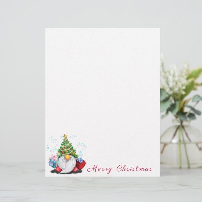 Schattigee Gnome Christmas Letterhead Sjabloon Briefhoofd (Staand voorkant)