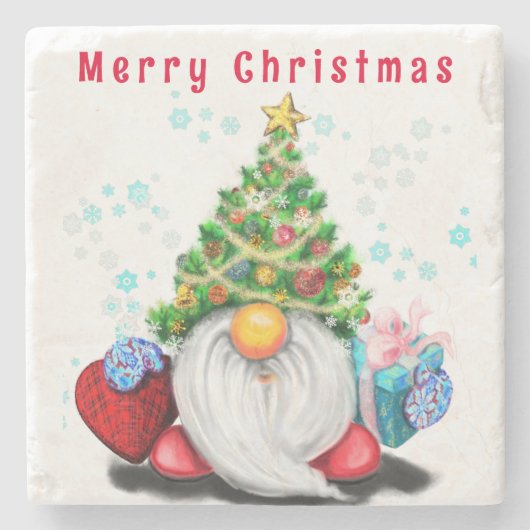 Schattigee Gnome Christmas Stone Onderzetter (Voorkant)