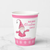 Schattigee Gnome Custom White en Pink Christmas Papieren Bekers (Achterkant)
