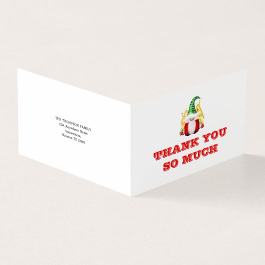 Schattigee Gnome Dank u bericht Kerstmis Kaart (Buitenkant)