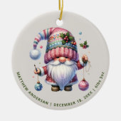 Schattigee Gnome eerste kerst nieuwe baby foto Keramisch Ornament (Voorkant)