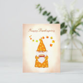 Schattigee Gnome en Herfst bladeren Thanksgiving Feestdagenkaart (Staand voorkant)