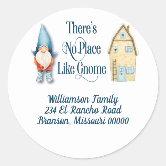 Schattigee Gnome Familie Retouradres Typografie Ronde Sticker (Voorkant)