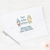 Schattigee Gnome Familie Retouradres Typografie Ronde Sticker (Envelop)