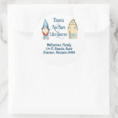 Schattigee Gnome Familie Retouradres Typografie Ronde Sticker (Tas)