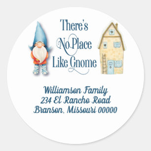 Schattigee Gnome Familie Retouradres Typografie Ronde Sticker
