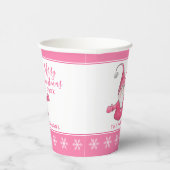 Schattigee Gnome Gepersonaliseerde Wit Roze Kerstf Papieren Bekers (Rechts)