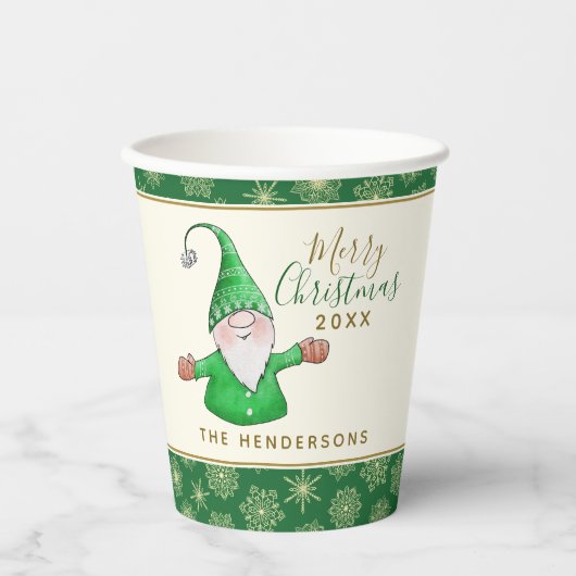 Schattigee Gnome Green Christmas Papieren Bekers (Voorkant)
