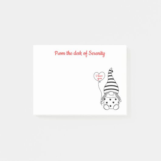 Schattigee Gnome Heart Love Fairy Garden Gnomes Post-it® Notes (Voorkant)