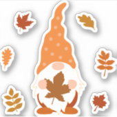 Schattigee Gnome Herfst Vallende bladeren Sticker (Voorkant)