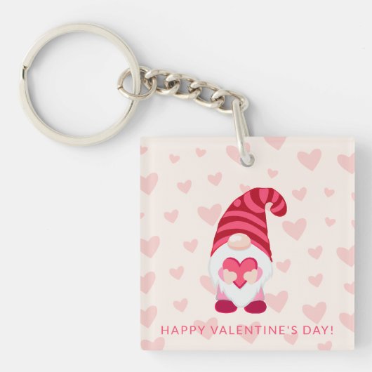 Schattigee Gnome Holding Hart Klaslokaal Valentijn Sleutelhanger (Voorkant)