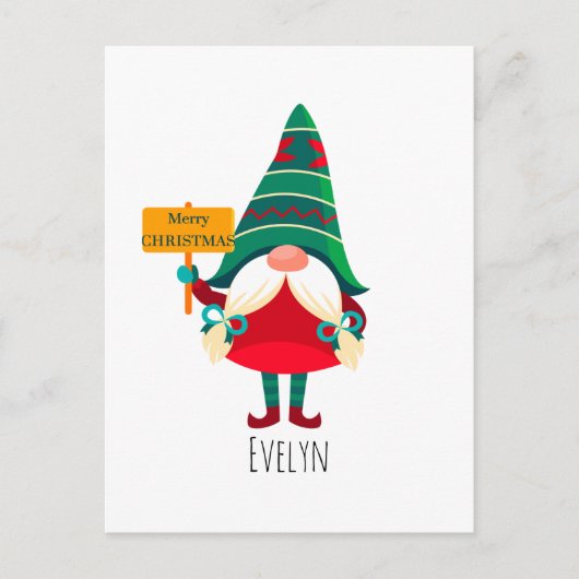 Schattigee Gnome Holding Placard met Groeten Briefkaart (Voorkant)