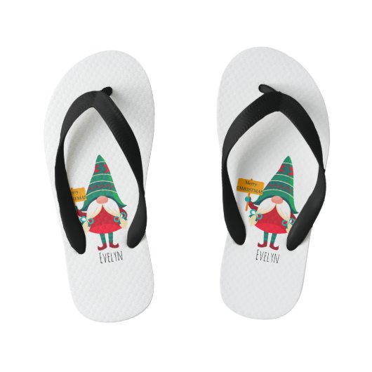 Schattigee Gnome Holding Placard met Groeten Kinder Teenslippers (Voetbed)
