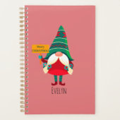Schattigee Gnome Holding Placard met Groeten Planner (Voorkant)
